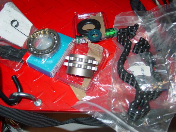 New tensioner spring and she, bearings, seals, sprocket and chain with masterlink!